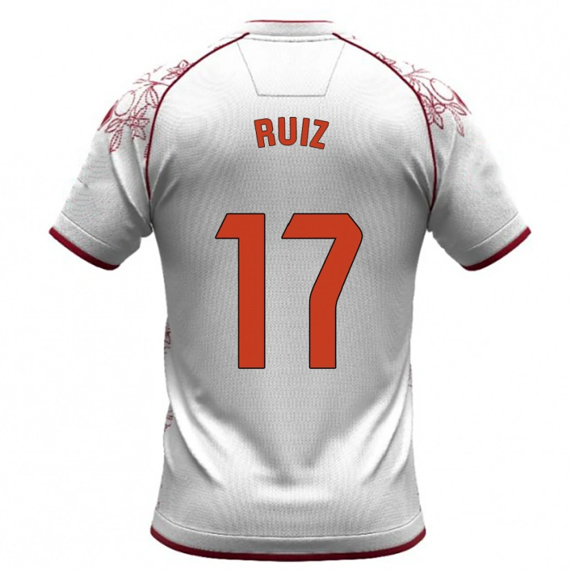 Danxen Homme Maillot Salva Ruiz #17 Blanc Bourgogne Tenues Extérieur 2025/26 T-Shirt