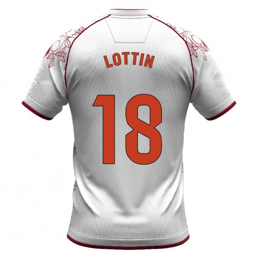 Danxen Homme Maillot Albert Lottin #18 Blanc Bourgogne Tenues Extérieur 2025/26 T-Shirt