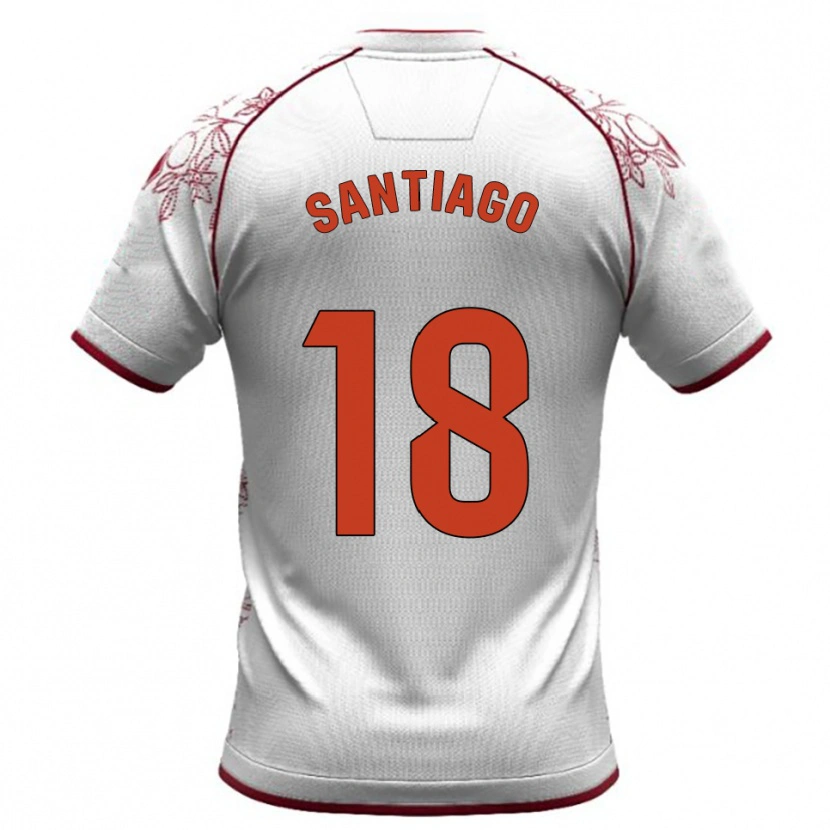 Danxen Homme Maillot Pablo Santiago #18 Blanc Bourgogne Tenues Extérieur 2025/26 T-Shirt