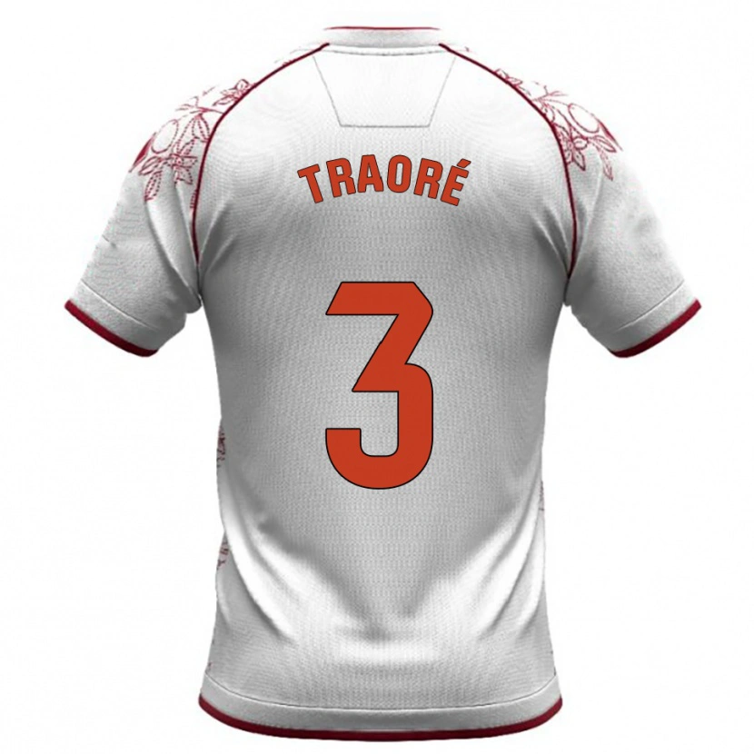 Danxen Homme Maillot Mamadou Traoré #3 Blanc Bourgogne Tenues Extérieur 2025/26 T-Shirt