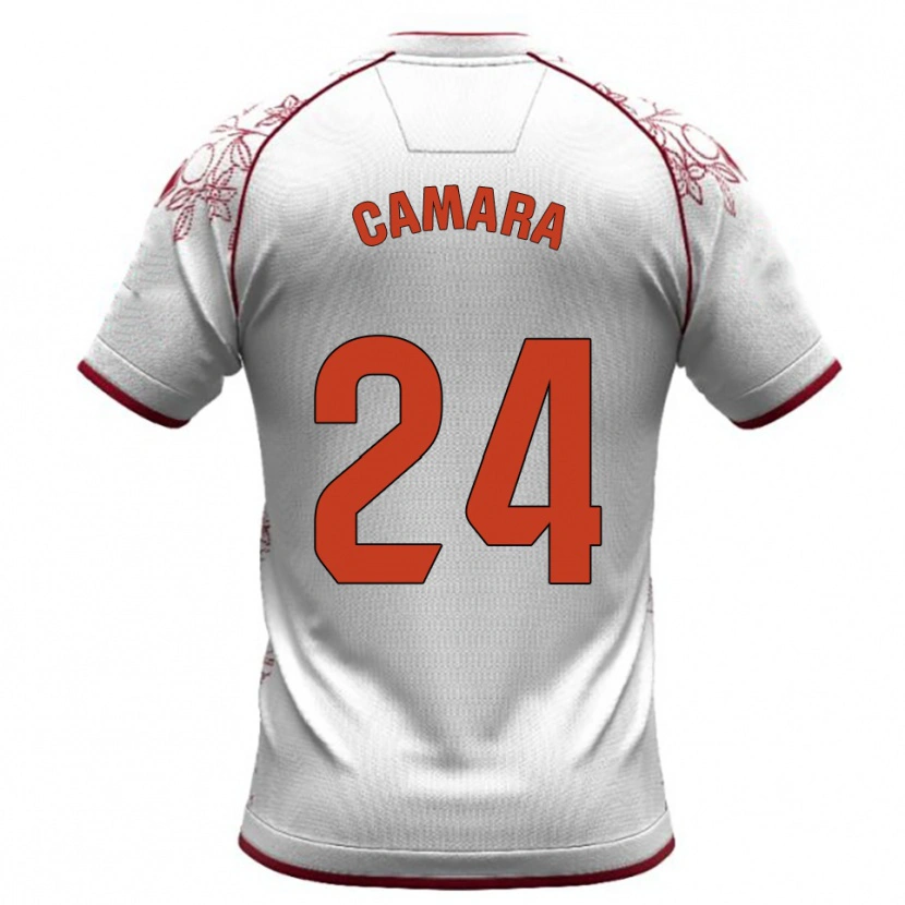 Danxen Homme Maillot Ousmane Camara #24 Blanc Bourgogne Tenues Extérieur 2025/26 T-Shirt
