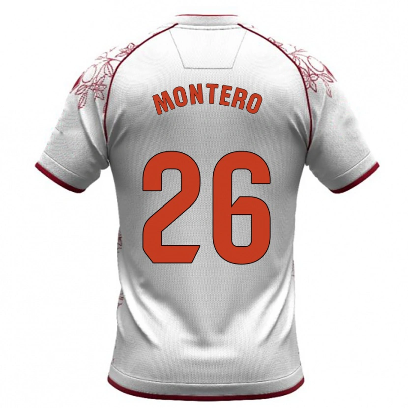 Danxen Homme Maillot Marcos Montero #26 Blanc Bourgogne Tenues Extérieur 2025/26 T-Shirt
