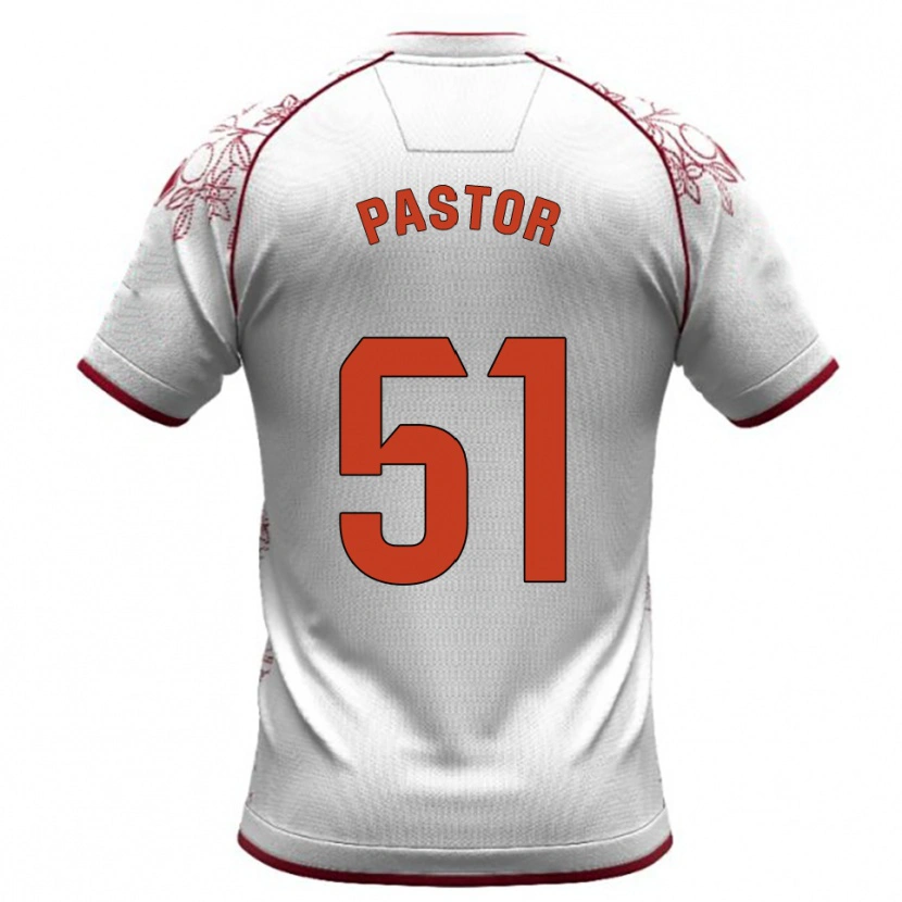 Danxen Homme Maillot Gonzalo Pastor #51 Blanc Bourgogne Tenues Extérieur 2025/26 T-Shirt