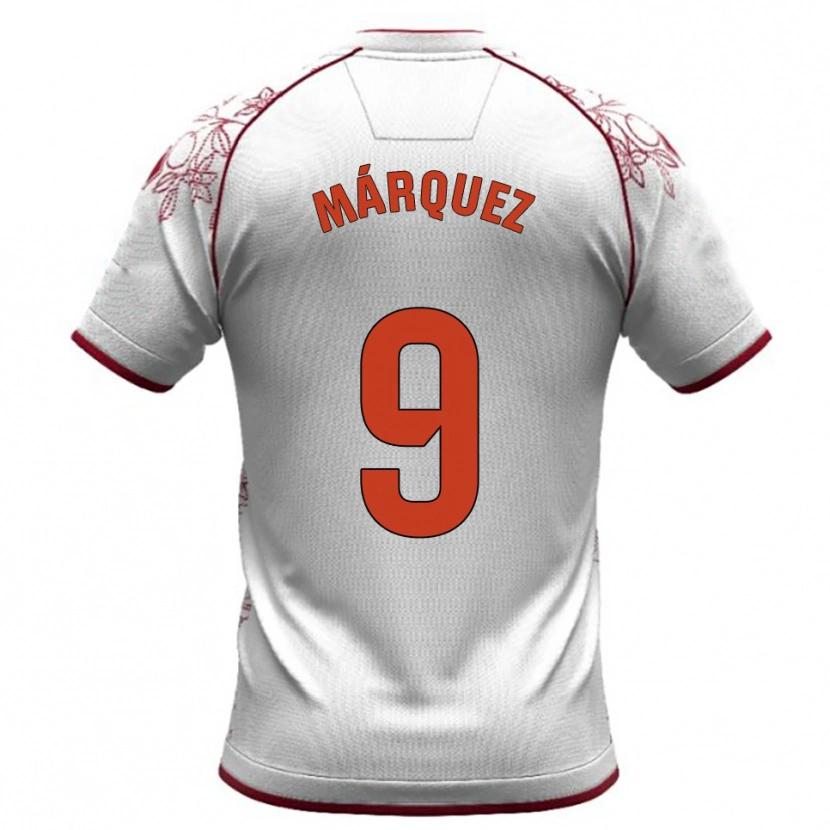 Danxen Homme Maillot Eddiel Márquez #9 Blanc Bourgogne Tenues Extérieur 2025/26 T-Shirt