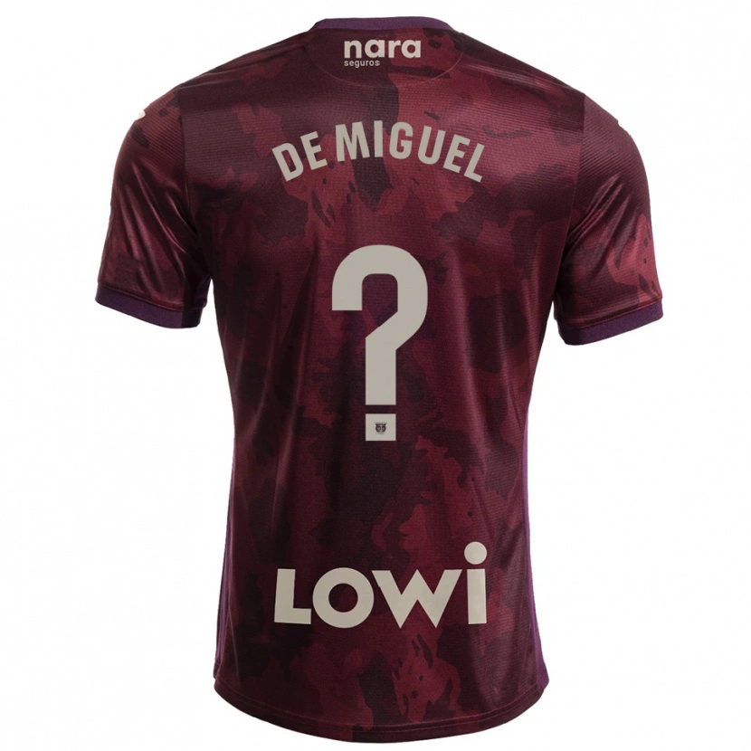 Danxen Homme Maillot Carlos De Miguel #0 Bourgogne Blanc Tenues Extérieur 2025/26 T-Shirt