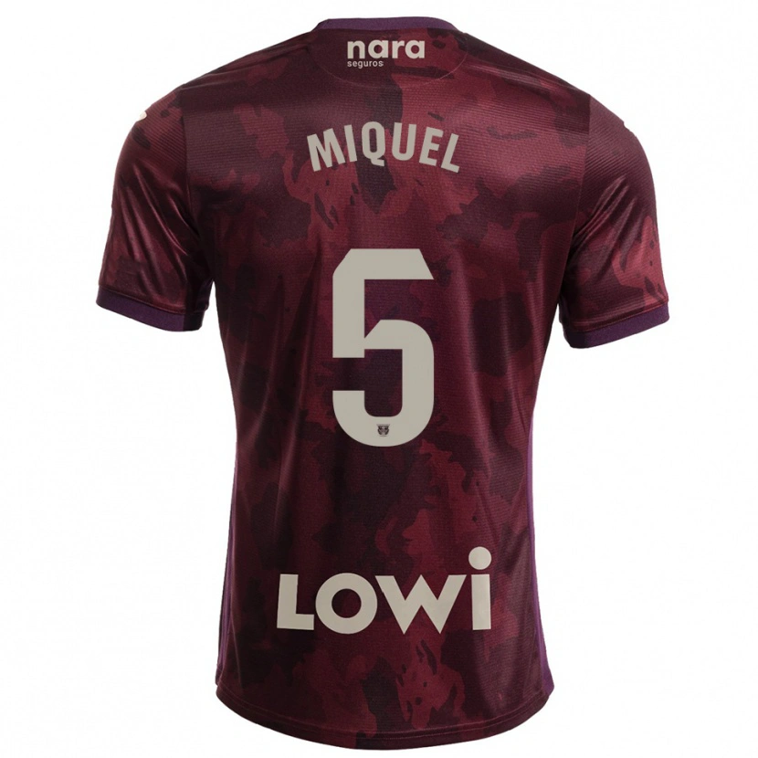 Danxen Homme Maillot Ignasi Miquel #5 Bourgogne Blanc Tenues Extérieur 2025/26 T-Shirt