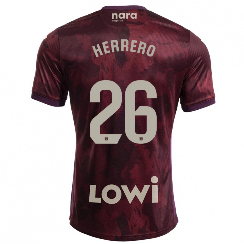 Danxen Homme Maillot Jorge Herrero #26 Bourgogne Blanc Tenues Extérieur 2025/26 T-Shirt
