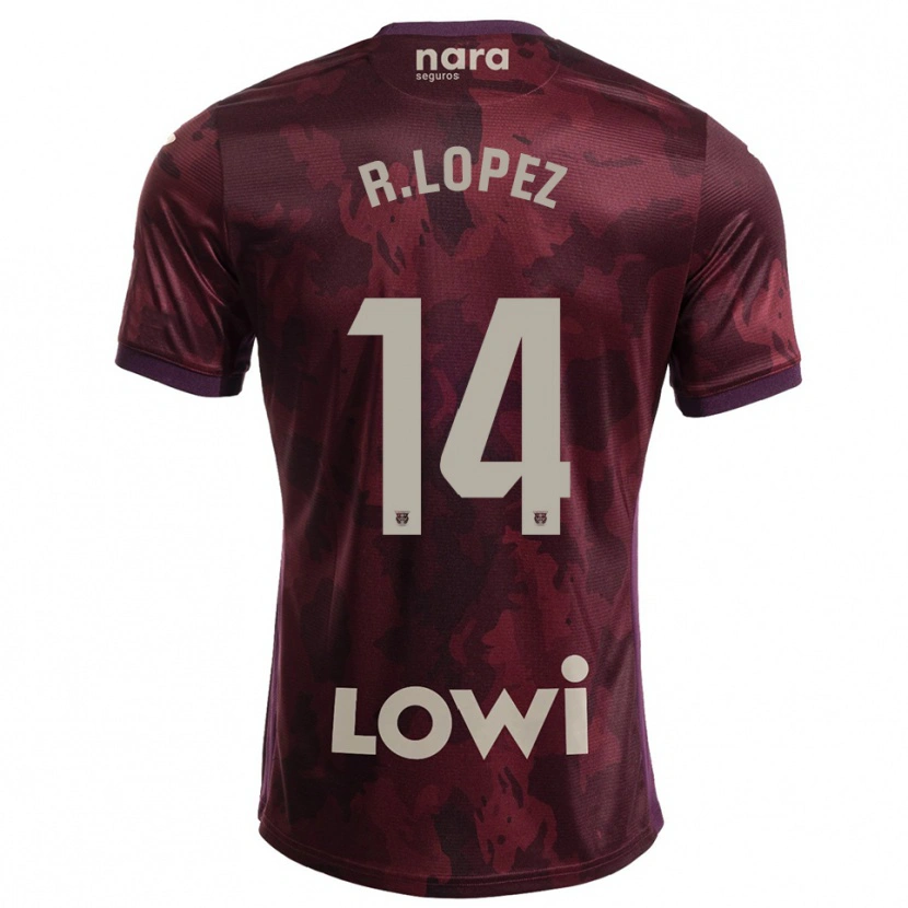 Danxen Homme Maillot Roberto López #14 Bourgogne Blanc Tenues Extérieur 2025/26 T-Shirt