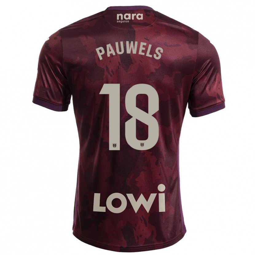 Danxen Homme Maillot Benjamin Pauwels #18 Bourgogne Blanc Tenues Extérieur 2025/26 T-Shirt