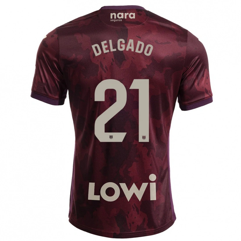 Danxen Homme Maillot Aarón Delgado #21 Bourgogne Blanc Tenues Extérieur 2025/26 T-Shirt
