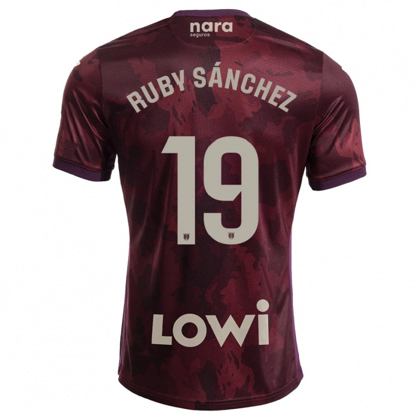 Danxen Homme Maillot Ruby Sánchez #19 Bourgogne Blanc Tenues Extérieur 2025/26 T-Shirt