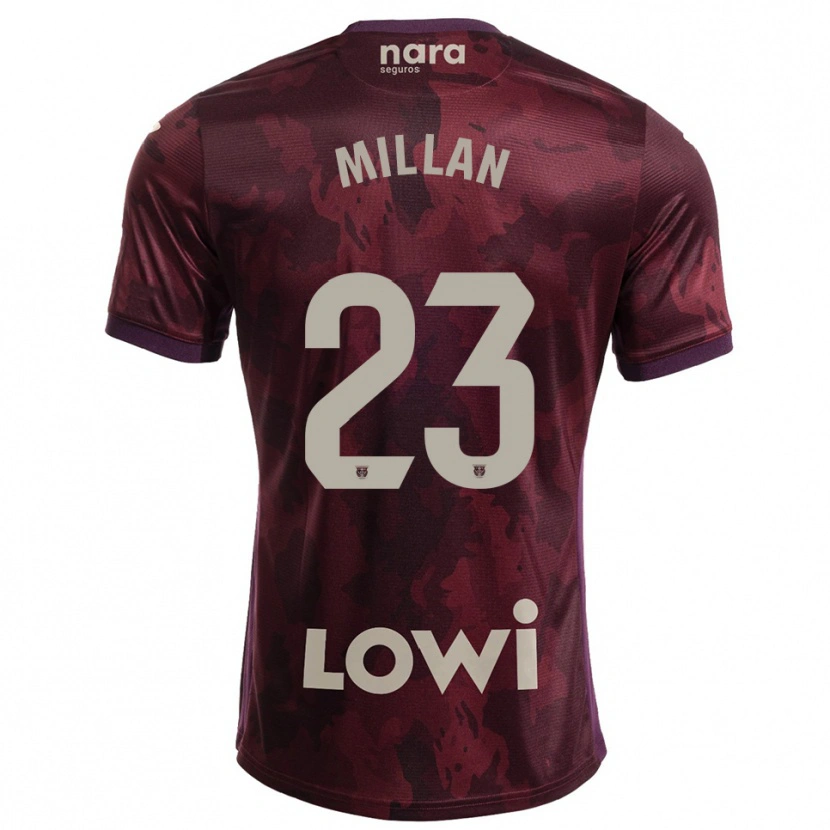 Danxen Homme Maillot Álex Millán #23 Bourgogne Blanc Tenues Extérieur 2025/26 T-Shirt