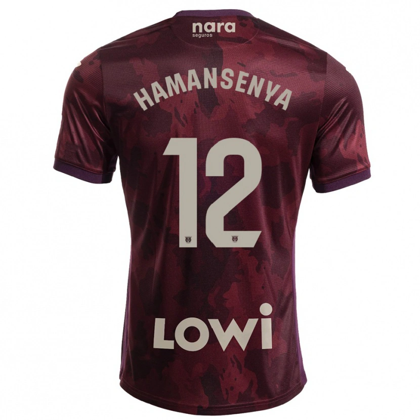 Danxen Homme Maillot David Hamansenya #12 Bourgogne Blanc Tenues Extérieur 2025/26 T-Shirt