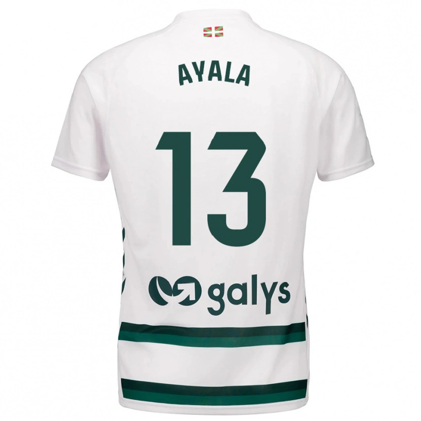 Danxen Homme Maillot Unai Ayala #13 Blanc Vert Tenues Extérieur 2025/26 T-Shirt