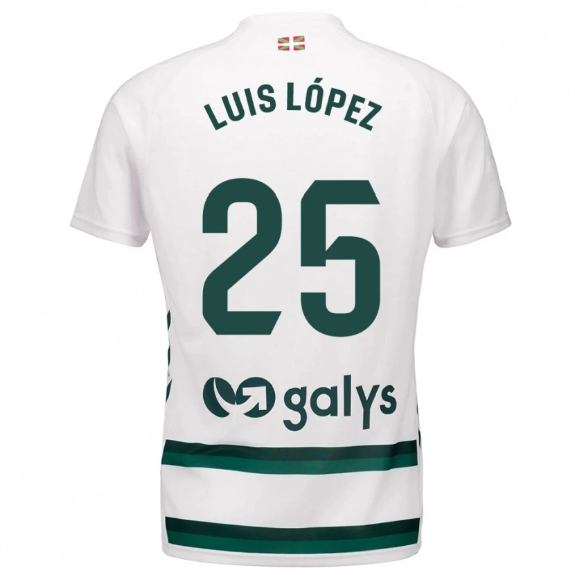 Danxen Homme Maillot Luis López #25 Blanc Vert Tenues Extérieur 2025/26 T-Shirt