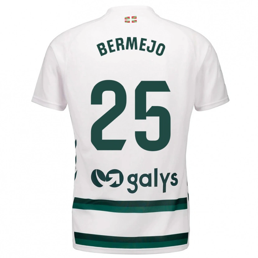 Danxen Homme Maillot Joseba Bermejo #25 Blanc Vert Tenues Extérieur 2025/26 T-Shirt