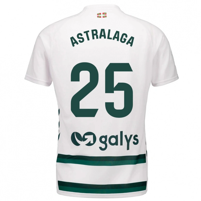 Danxen Homme Maillot Eunate Astralaga Aranguren #25 Blanc Vert Tenues Extérieur 2025/26 T-Shirt