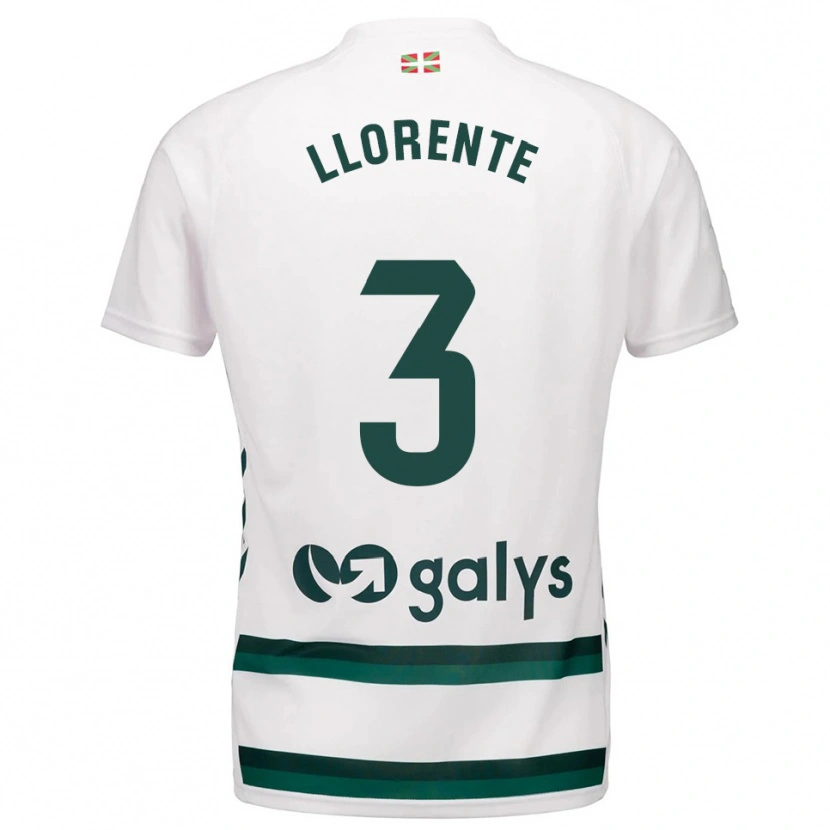 Danxen Homme Maillot Oier Llorente #3 Blanc Vert Tenues Extérieur 2025/26 T-Shirt