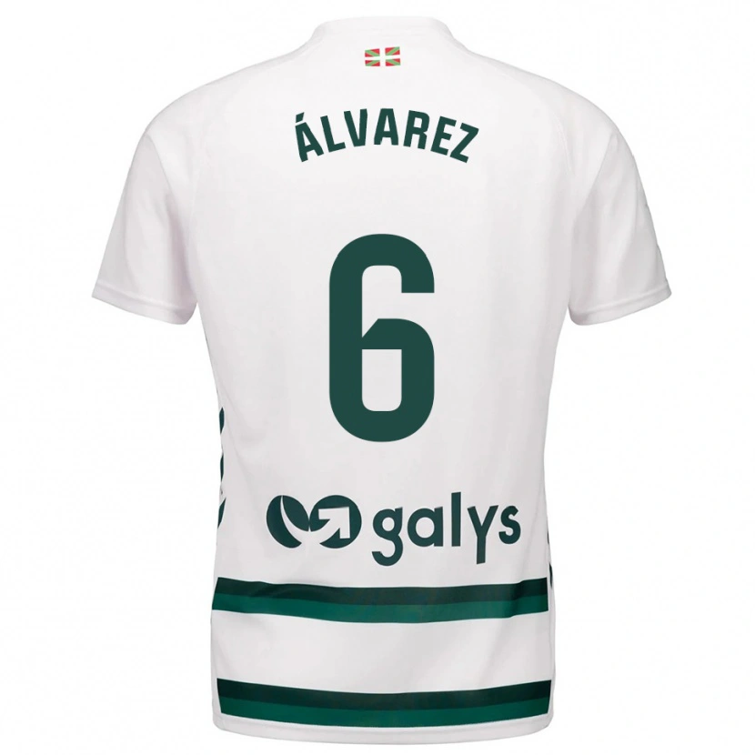 Danxen Homme Maillot Sergio Álvarez #6 Blanc Vert Tenues Extérieur 2025/26 T-Shirt