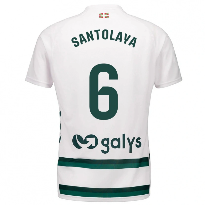 Danxen Homme Maillot Asier Santolaya #6 Blanc Vert Tenues Extérieur 2025/26 T-Shirt