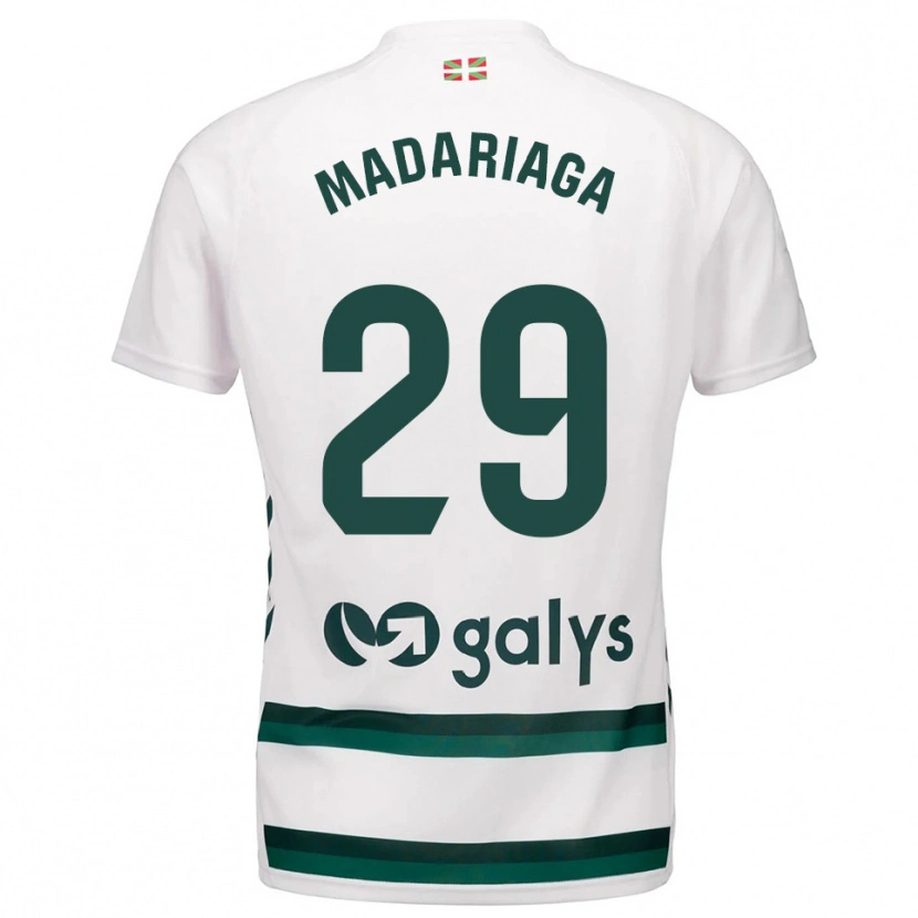 Danxen Homme Maillot Ander Madariaga #29 Blanc Vert Tenues Extérieur 2025/26 T-Shirt