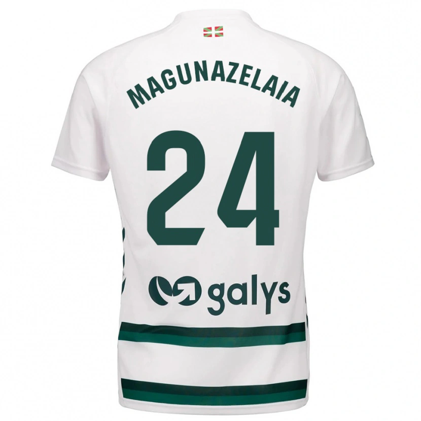 Danxen Homme Maillot Jon Magunazelaia #24 Blanc Vert Tenues Extérieur 2025/26 T-Shirt