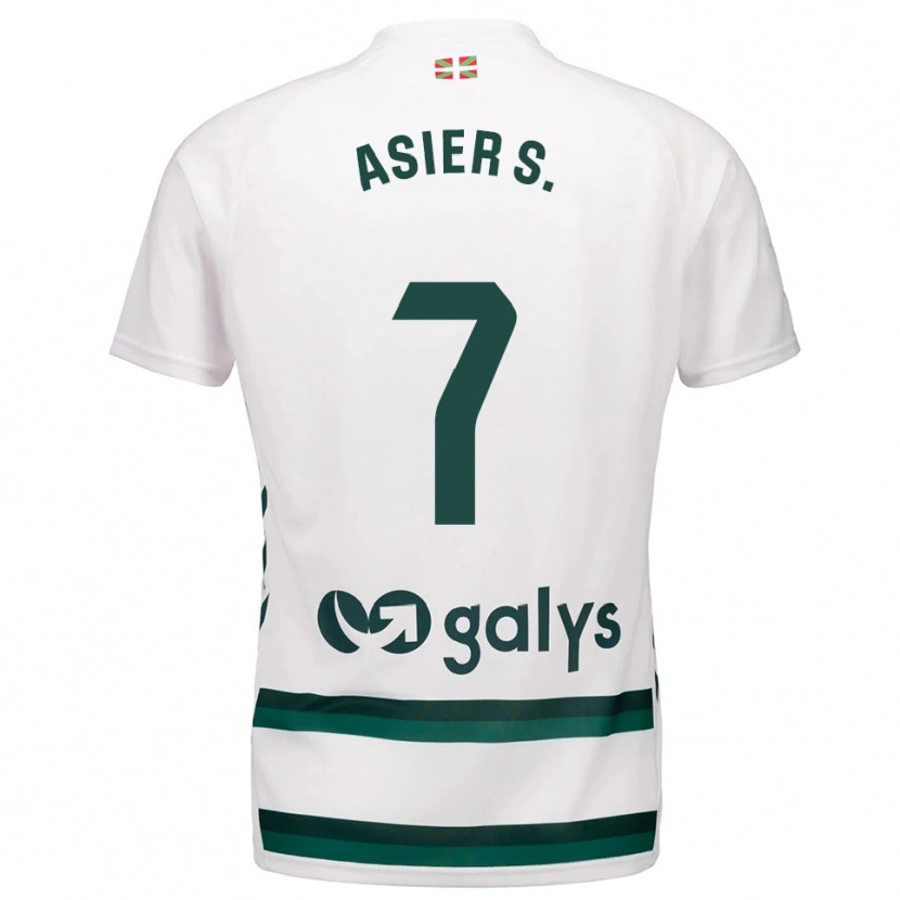 Danxen Homme Maillot Asier Sánchez #7 Blanc Vert Tenues Extérieur 2025/26 T-Shirt