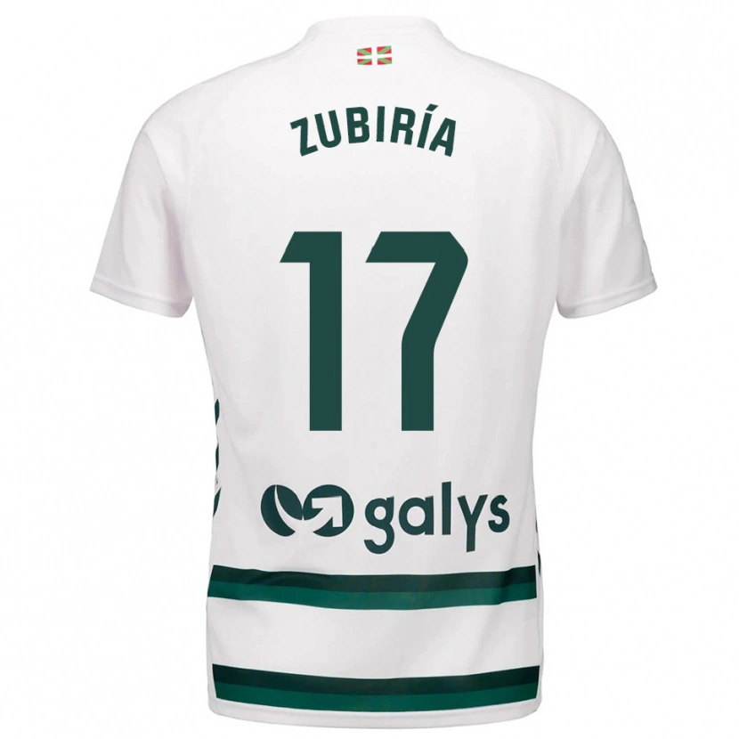 Danxen Homme Maillot Iker Zubiría #17 Blanc Vert Tenues Extérieur 2025/26 T-Shirt