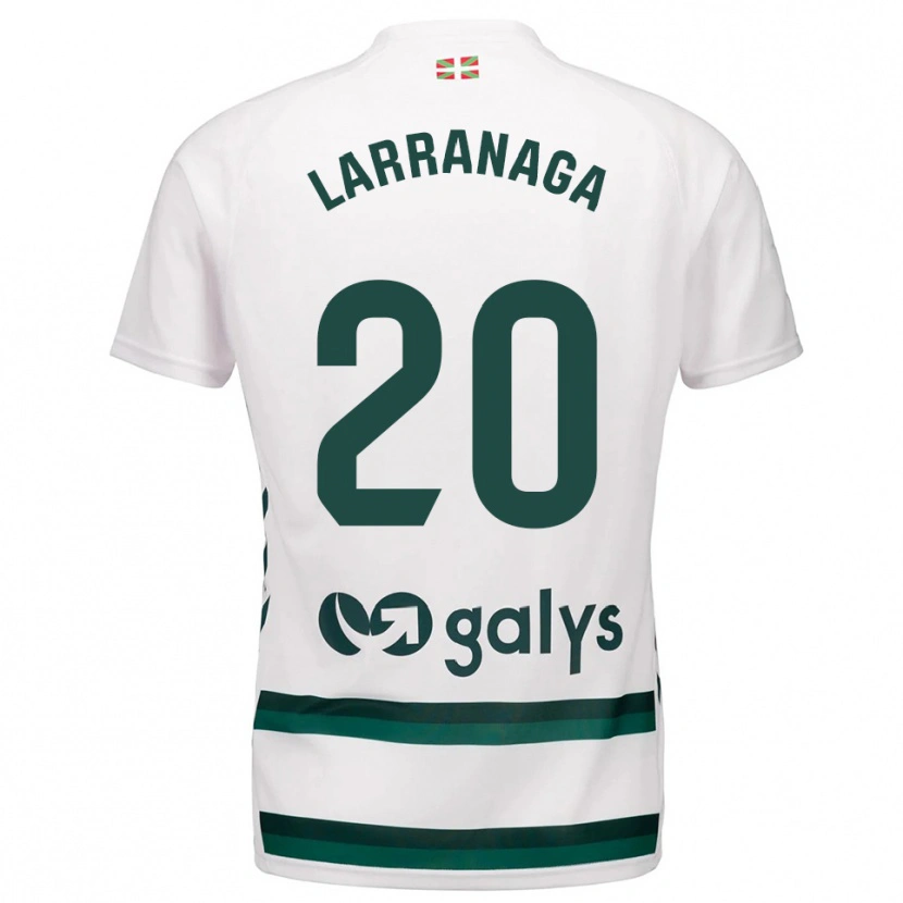 Danxen Homme Maillot Aitor Larrañaga #20 Blanc Vert Tenues Extérieur 2025/26 T-Shirt