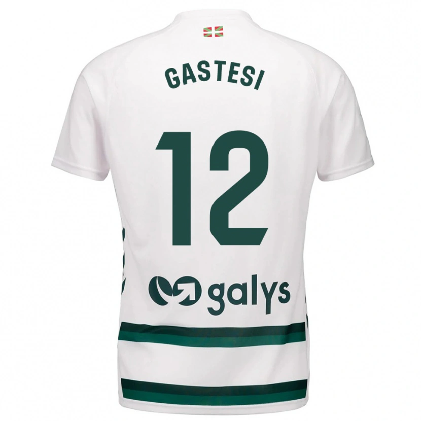 Danxen Homme Maillot Gorka Gastesi #12 Blanc Vert Tenues Extérieur 2025/26 T-Shirt