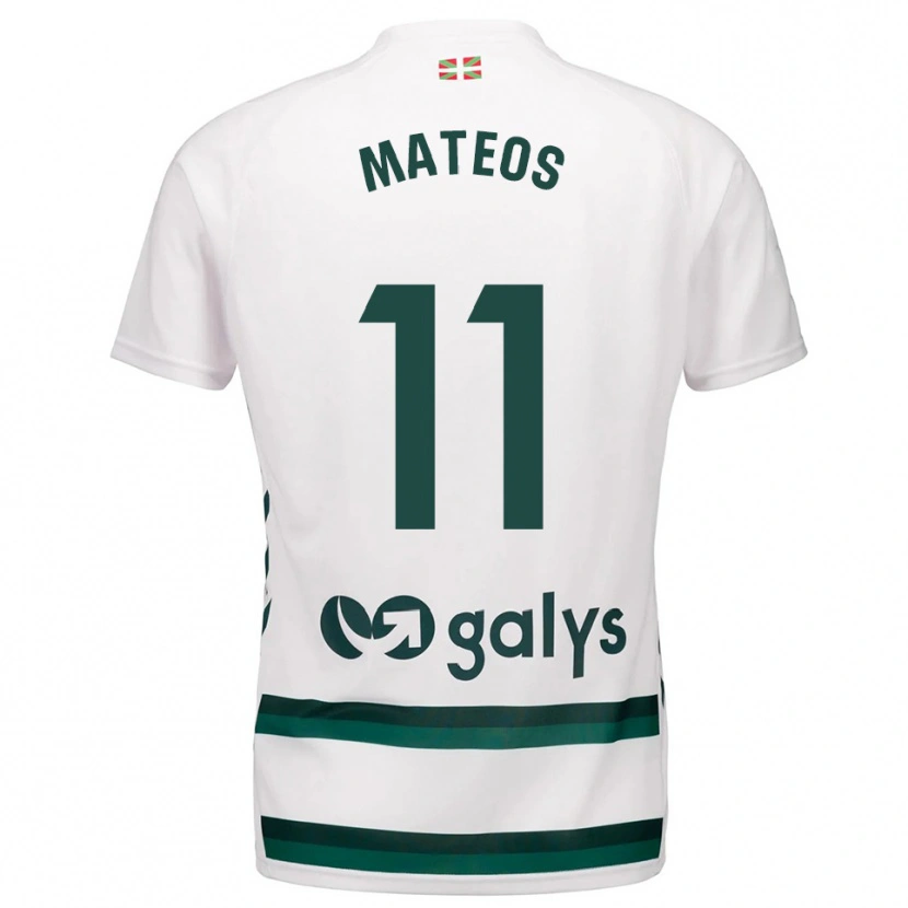 Danxen Homme Maillot Endika Mateos #11 Blanc Vert Tenues Extérieur 2025/26 T-Shirt