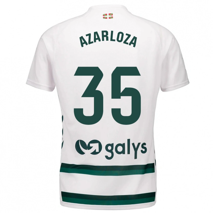 Danxen Homme Maillot Eneko Azarloza #35 Blanc Vert Tenues Extérieur 2025/26 T-Shirt