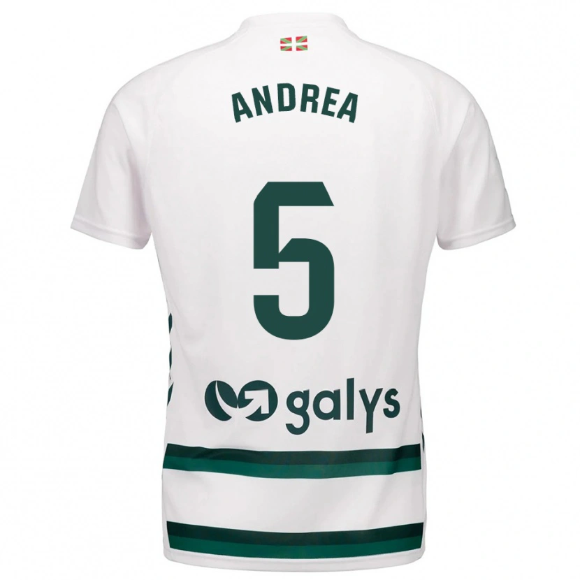 Danxen Homme Maillot Andrea Sierra Larrauri #5 Blanc Vert Tenues Extérieur 2025/26 T-Shirt