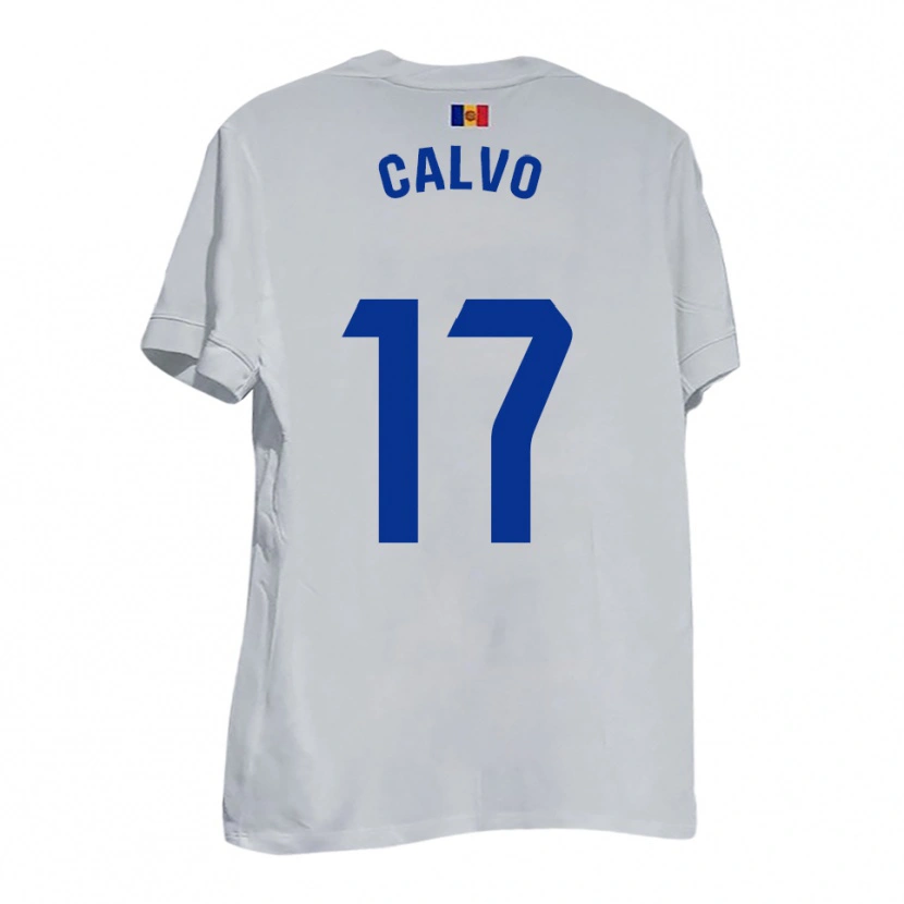 Danxen Homme Maillot Álex Calvo #17 Blanc Bleu Jaune Tenues Extérieur 2025/26 T-Shirt