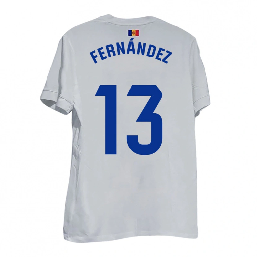 Danxen Homme Maillot Ferran Fernández #13 Blanc Bleu Jaune Tenues Extérieur 2025/26 T-Shirt