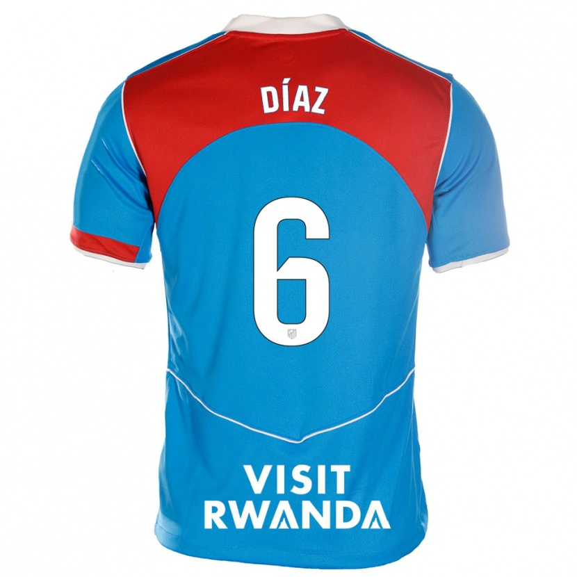 Danxen Homme Maillot Javier Díaz #6 Bleu Blanc Troisieme 2025/26 T-Shirt