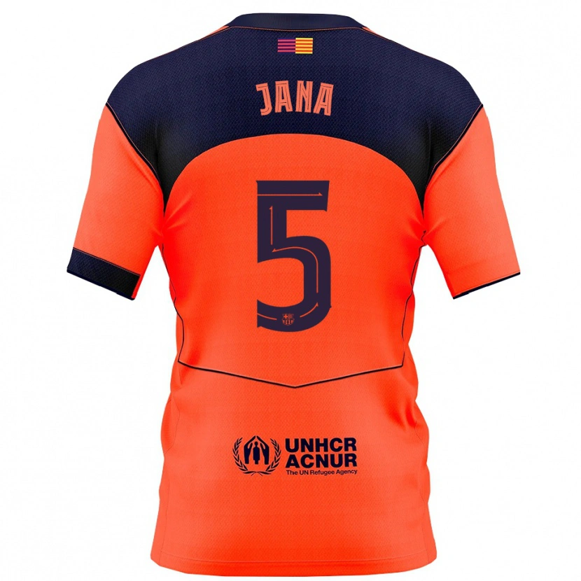Danxen Homme Maillot Jana Fernández #5 Orange Marine Troisieme 2025/26 T-Shirt