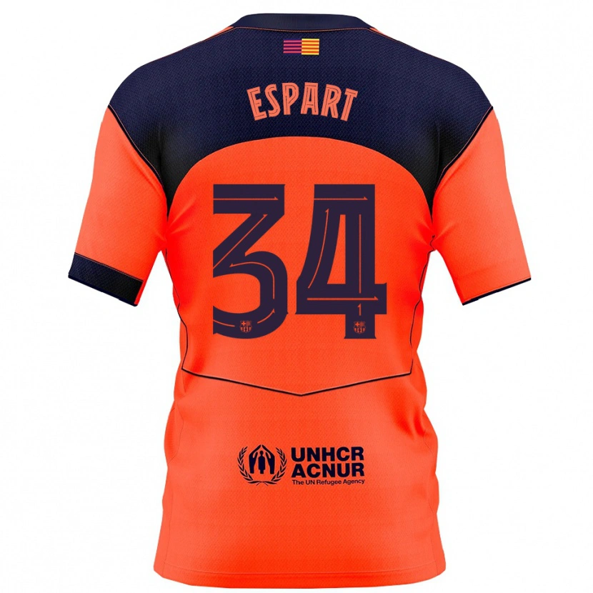 Danxen Homme Maillot Xavi Espart #34 Orange Marine Troisieme 2025/26 T-Shirt