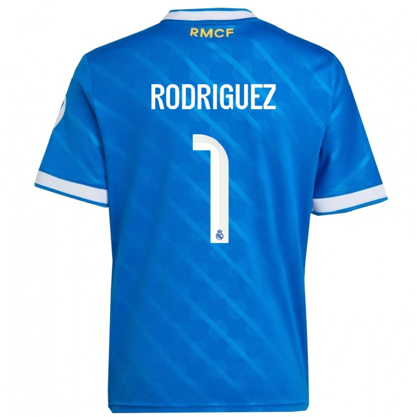 Danxen Homme Maillot Misa Rodriguez #1 Bleu Blanc Troisieme 2025/26 T-Shirt