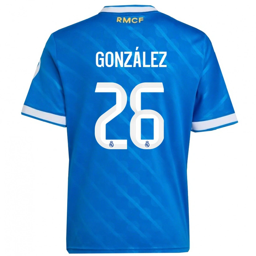 Danxen Homme Maillot Fran González #26 Bleu Blanc Troisieme 2025/26 T-Shirt