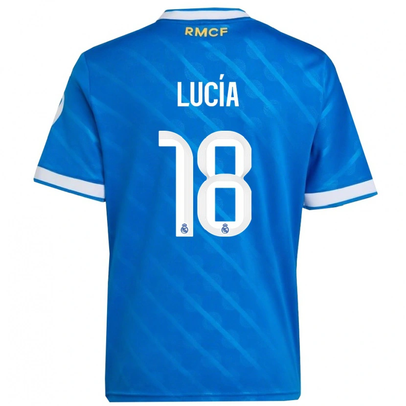 Danxen Homme Maillot Lucia Rodriguez #18 Bleu Blanc Troisieme 2025/26 T-Shirt
