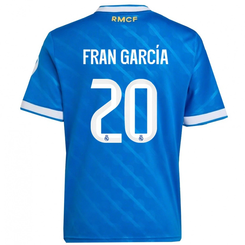 Danxen Homme Maillot Fran García #20 Bleu Blanc Troisieme 2025/26 T-Shirt