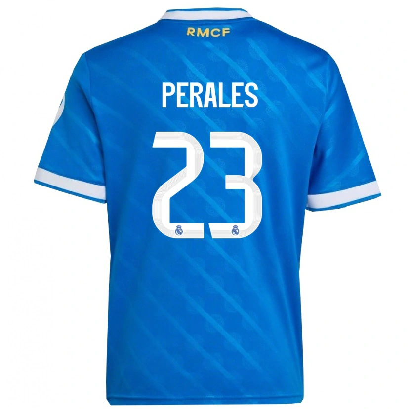 Danxen Homme Maillot Miguel Perales #23 Bleu Blanc Troisieme 2025/26 T-Shirt