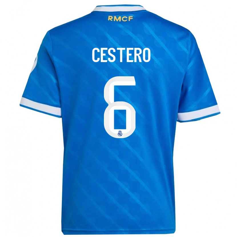 Danxen Homme Maillot Jorge Cestero #6 Bleu Blanc Troisieme 2025/26 T-Shirt