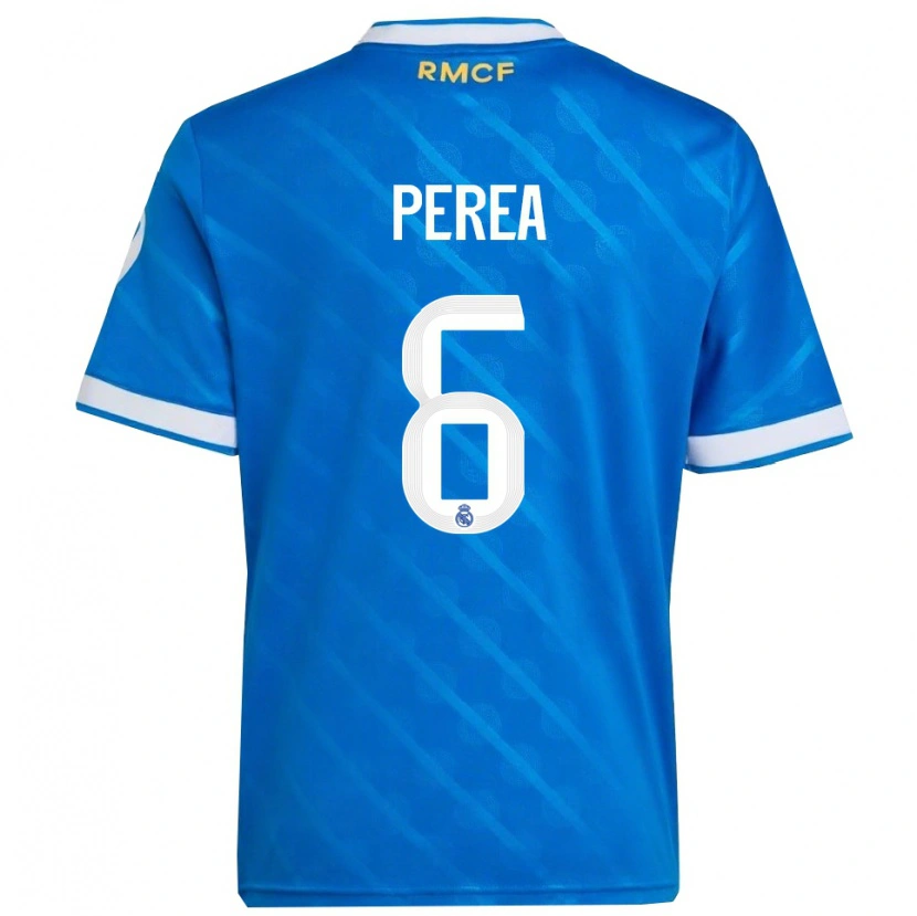 Danxen Homme Maillot Cristian Perea #6 Bleu Blanc Troisieme 2025/26 T-Shirt
