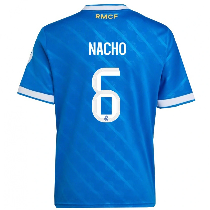 Danxen Homme Maillot Nacho Fernandez #6 Bleu Blanc Troisieme 2025/26 T-Shirt