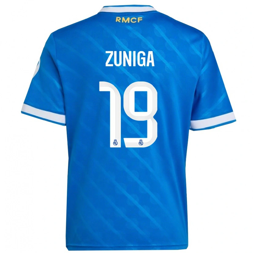 Danxen Homme Maillot Loren Zúñiga #19 Bleu Blanc Troisieme 2025/26 T-Shirt