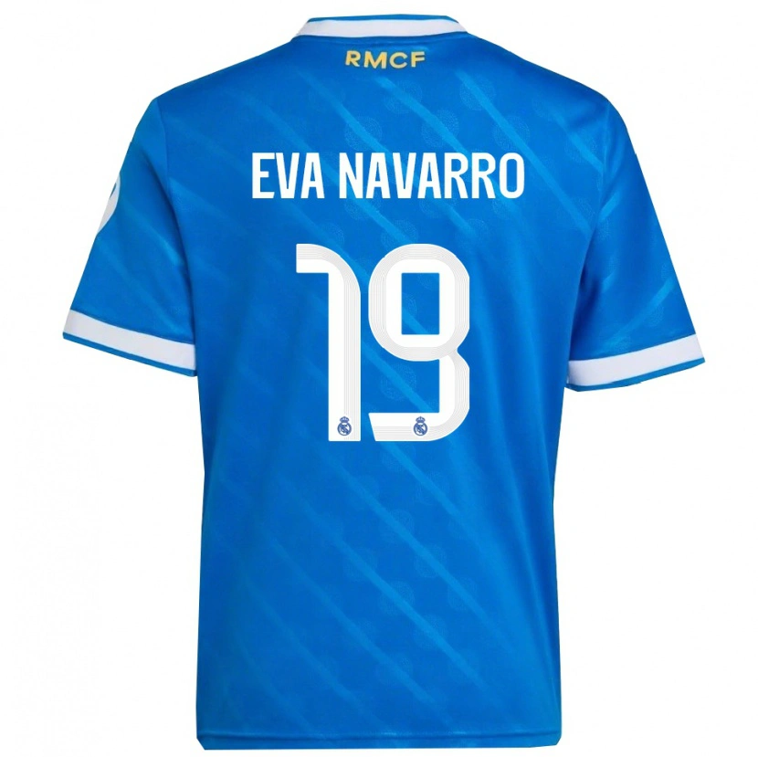 Danxen Homme Maillot Eva Navarro #19 Bleu Blanc Troisieme 2025/26 T-Shirt