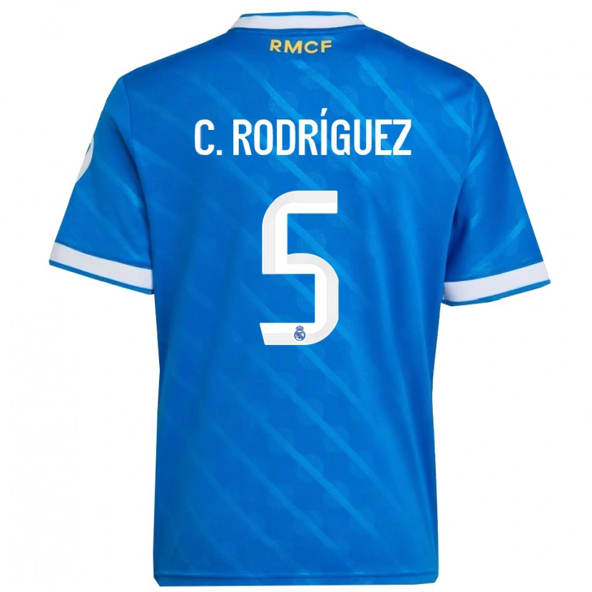 Danxen Homme Maillot Carlos Rodríguez #5 Bleu Blanc Troisieme 2025/26 T-Shirt