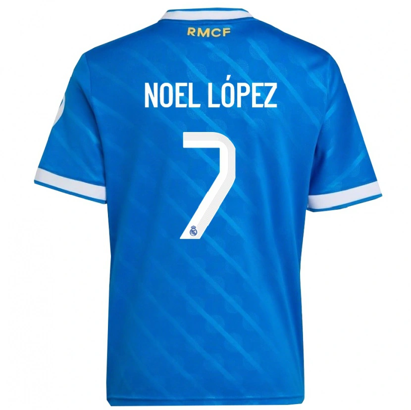 Danxen Homme Maillot Noel López #7 Bleu Blanc Troisieme 2025/26 T-Shirt
